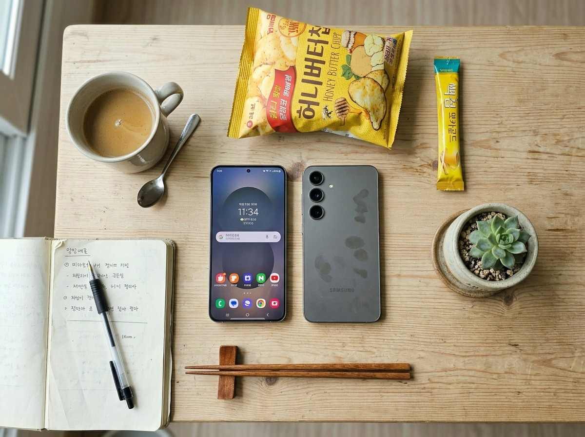 삼성 갤럭시 S25 스마트폰의 전면과 후면 모습