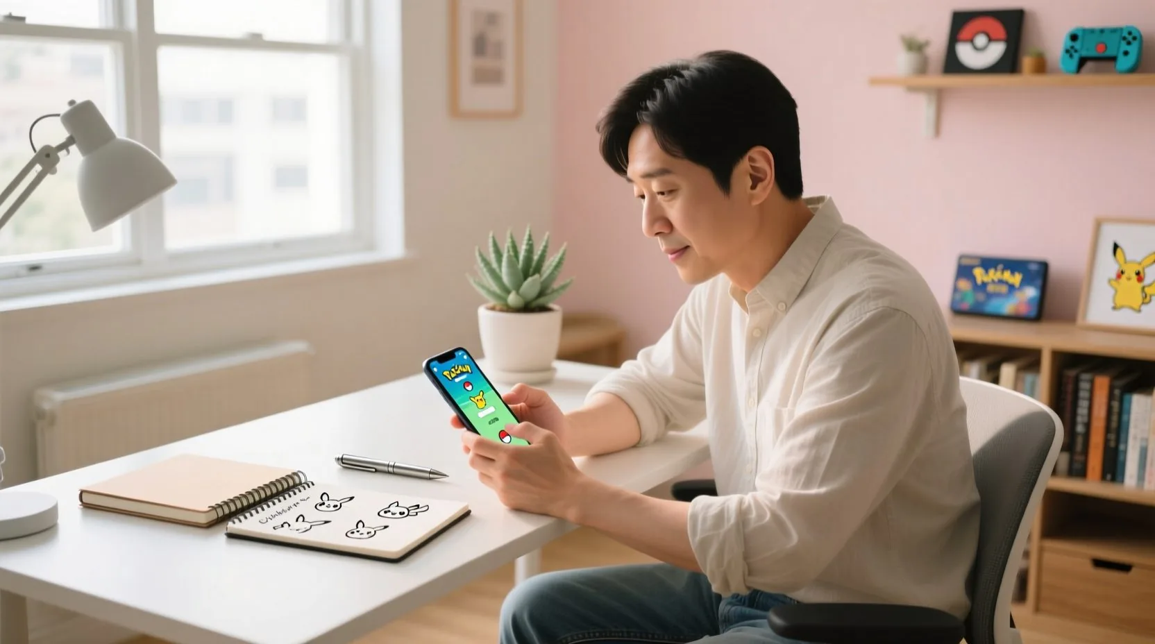 원하는 진화형 선택 흐름을 휴대폰으로 확인하는 사람